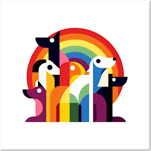 Rainbow Doggies Posters and Art